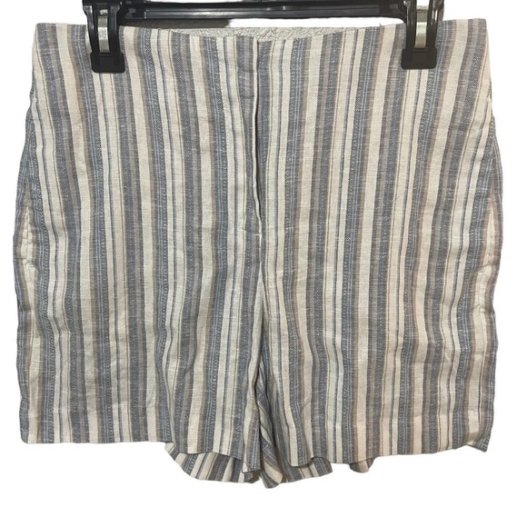 Rachel Zoe White Striped Viscose & Linen High Rise Shorts - Picture 1 of 8